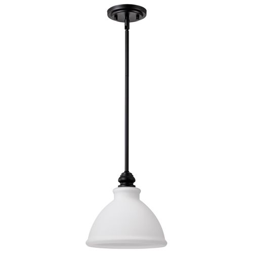 Main product image of Russel 10 Inch Mini Pendant Matte Black w/ Satin White Glass