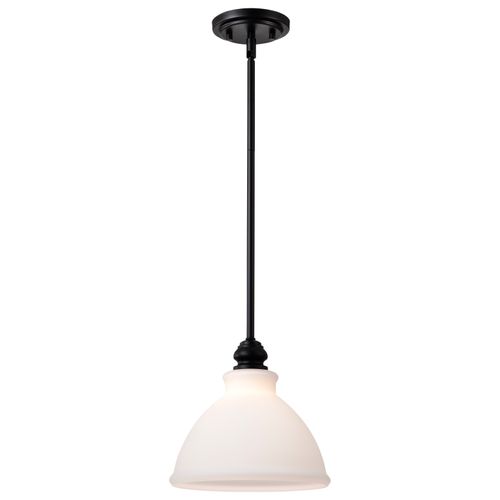 Main product image of Russel 10 Inch Mini Pendant Matte Black w/ Satin White Glass