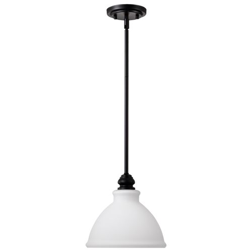 Main product image of Russel 10 Inch Mini Pendant Matte Black w/ Satin White Glass