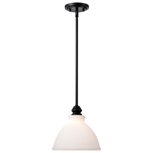 Main product image of Russel 10 Inch Mini Pendant Matte Black w/ Satin White Glass