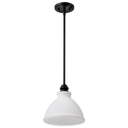 Main product image of Russel 10 Inch Mini Pendant Matte Black w/ Satin White Glass