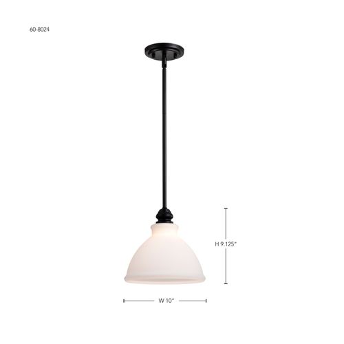 Main product image of Russel 10 Inch Mini Pendant Matte Black w/ Satin White Glass