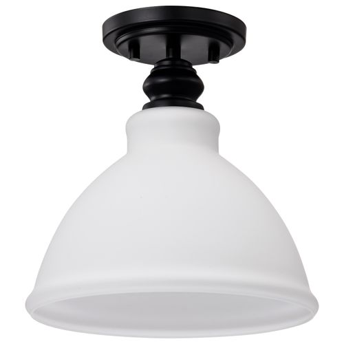 Main product image of Russel 10 Inch Semi Flush Mount Matte Black w/ Satin White Glass