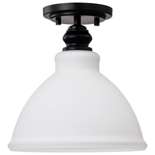Main product image of Russel 10 Inch Semi Flush Mount Matte Black w/ Satin White Glass