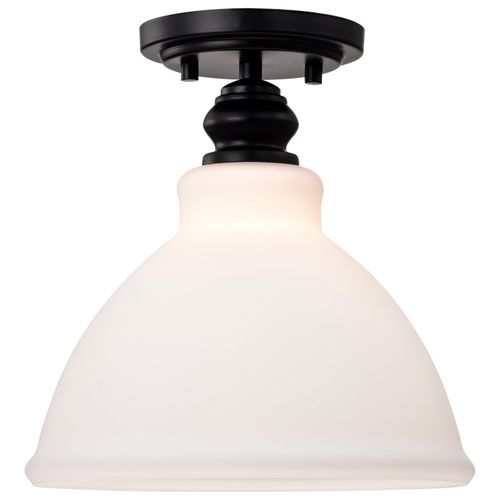 Main product image of Russel 10 Inch Semi Flush Mount Matte Black w/ Satin White Glass