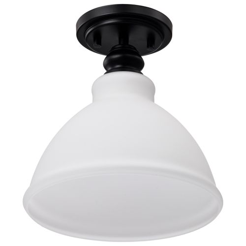 Main product image of Russel 10 Inch Semi Flush Mount Matte Black w/ Satin White Glass