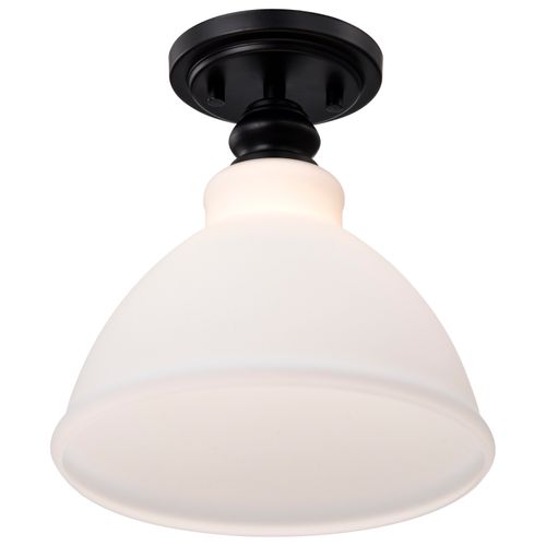 Main product image of Russel 10 Inch Semi Flush Mount Matte Black w/ Satin White Glass
