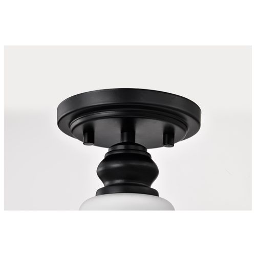 Main product image of Russel 10 Inch Semi Flush Mount Matte Black w/ Satin White Glass