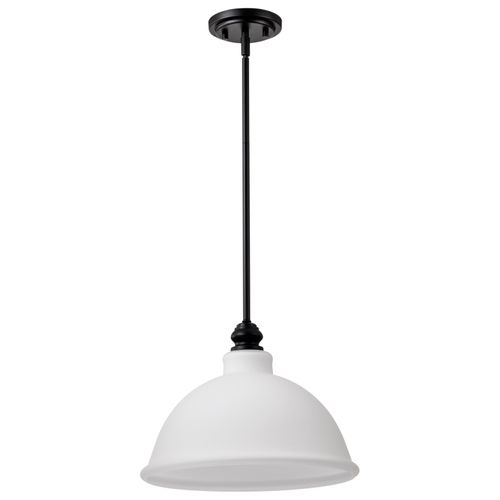 Main product image of Russel 14 Inch Pendant Matte Black w/ Satin White Glass