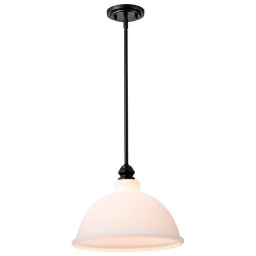 Main product image of Russel 14 Inch Pendant Matte Black w/ Satin White Glass