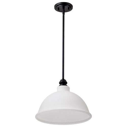 Main product image of Russel 14 Inch Pendant Matte Black w/ Satin White Glass