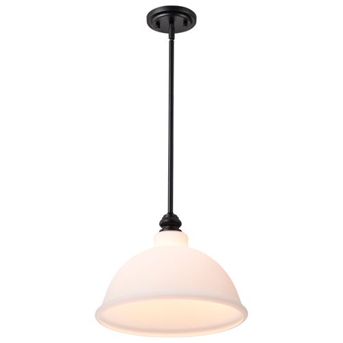 Main product image of Russel 14 Inch Pendant Matte Black w/ Satin White Glass
