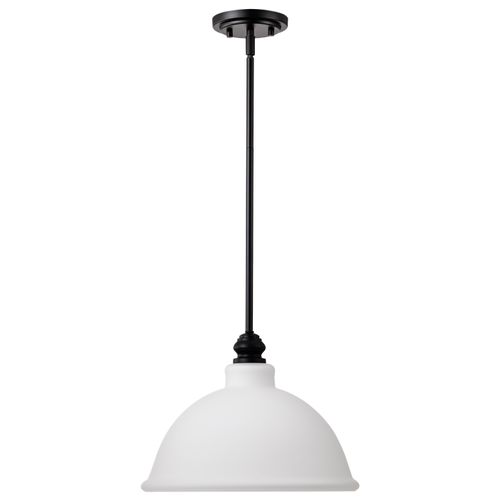 Main product image of Russel 14 Inch Pendant Matte Black w/ Satin White Glass