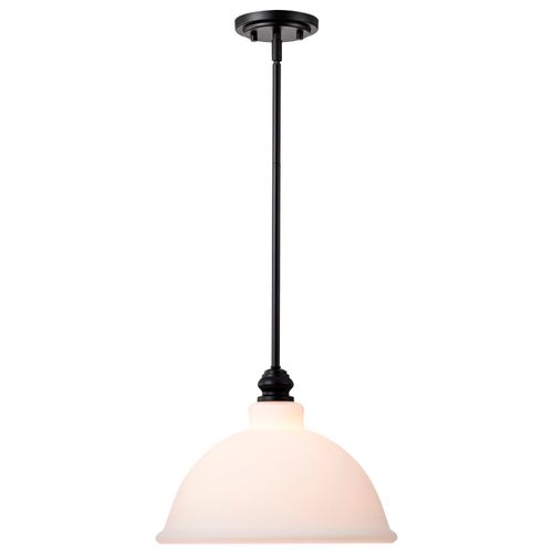 Main product image of Russel 14 Inch Pendant Matte Black w/ Satin White Glass