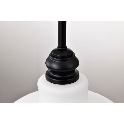 Main product image of Russel 14 Inch Pendant Matte Black w/ Satin White Glass
