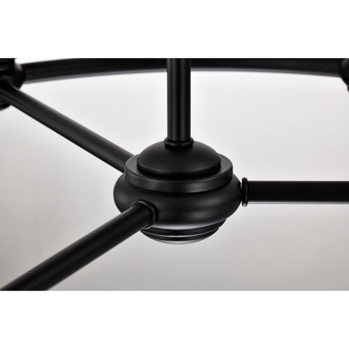 Main product image of Russel 6 Light Chandelier Matte Black w/ Satin White Glass