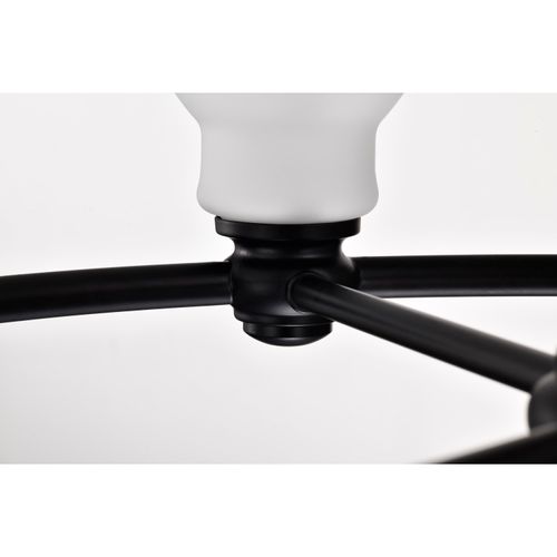 Main product image of Russel 6 Light Chandelier Matte Black w/ Satin White Glass