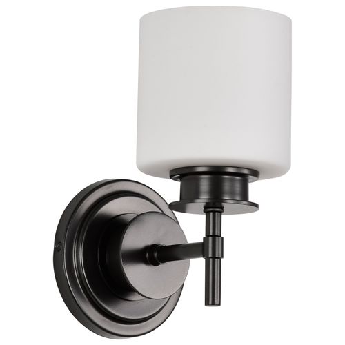 Main product image of Warren 1 Light Vanity Gun Metal w/ Satin White Glass
