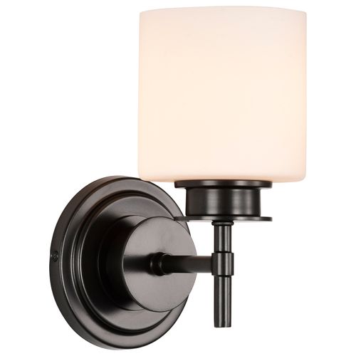 Main product image of Warren 1 Light Vanity Gun Metal w/ Satin White Glass