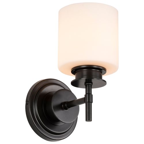 Main product image of Warren 1 Light Vanity Gun Metal w/ Satin White Glass