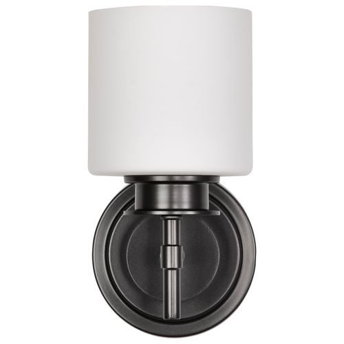 Main product image of Warren 1 Light Vanity Gun Metal w/ Satin White Glass