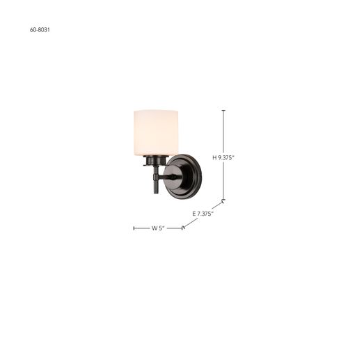 Main product image of Warren 1 Light Vanity Gun Metal w/ Satin White Glass
