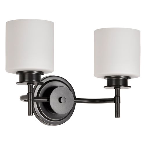 Main product image of Warren 2 Light Vanity Gun Metal w/ Satin White Glass
