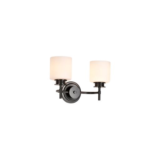 Main product image of Warren 2 Light Vanity Gun Metal w/ Satin White Glass