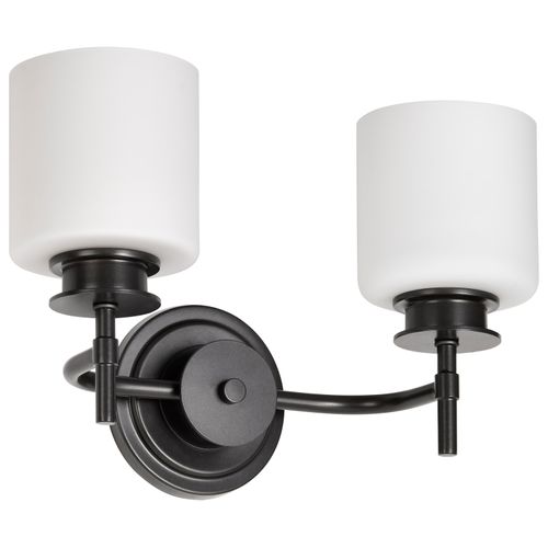 Main product image of Warren 2 Light Vanity Gun Metal w/ Satin White Glass