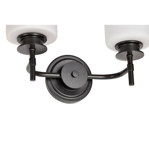Main product image of Warren 2 Light Vanity Gun Metal w/ Satin White Glass
