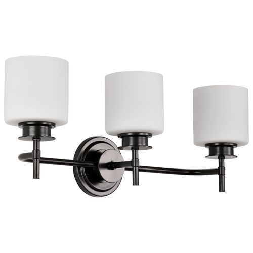 Main product image of Warren 3 Light Vanity Gun Metal w/ Satin White Glass