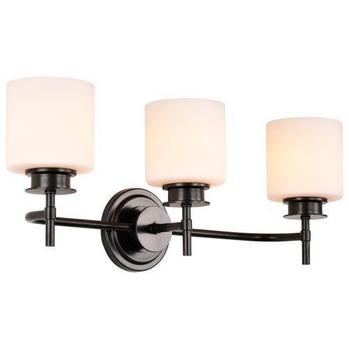 Main product image of Warren 3 Light Vanity Gun Metal w/ Satin White Glass
