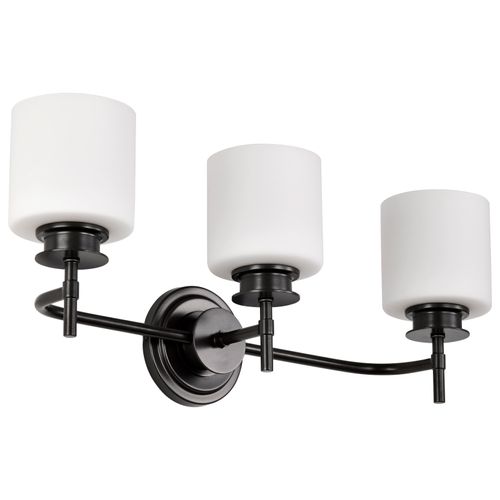 Main product image of Warren 3 Light Vanity Gun Metal w/ Satin White Glass