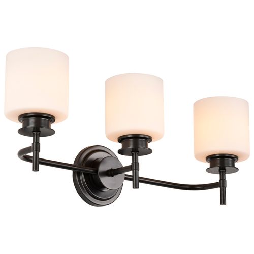 Main product image of Warren 3 Light Vanity Gun Metal w/ Satin White Glass