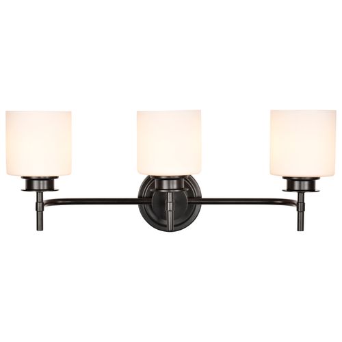 Main product image of Warren 3 Light Vanity Gun Metal w/ Satin White Glass
