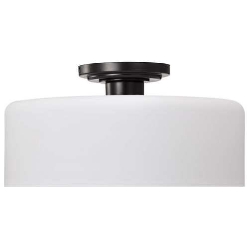 Main product image of Warren 13 Inch Semi Flush Mount Gun Metal w/ Satin White Glass