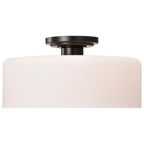 Main product image of Warren 13 Inch Semi Flush Mount Gun Metal w/ Satin White Glass