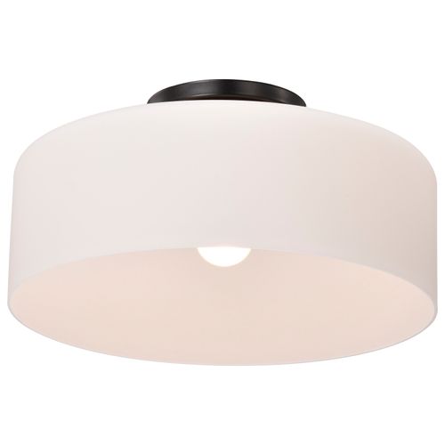 Main product image of Warren 13 Inch Semi Flush Mount Gun Metal w/ Satin White Glass