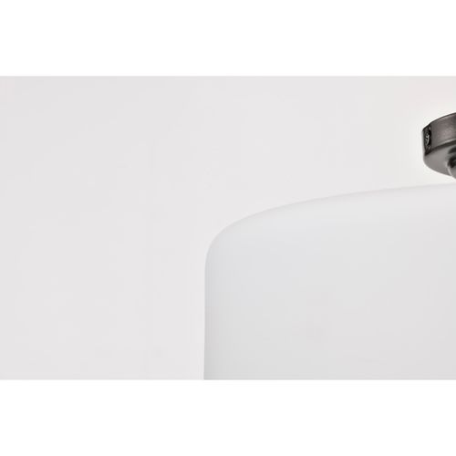 Main product image of Warren 13 Inch Semi Flush Mount Gun Metal w/ Satin White Glass