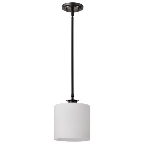 Main product image of Warren 8 Inch Pendant Gun Metal w/ Satin White Glass
