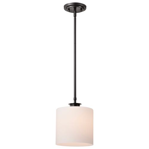 Main product image of Warren 8 Inch Pendant Gun Metal w/ Satin White Glass