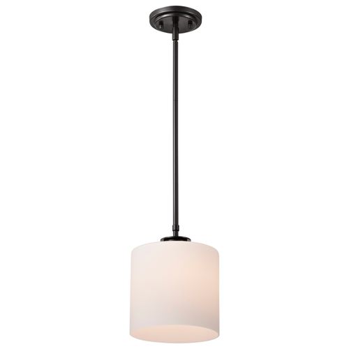 Main product image of Warren 8 Inch Pendant Gun Metal w/ Satin White Glass