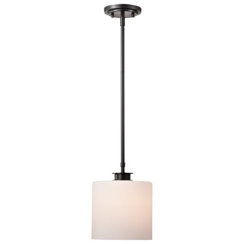 Main product image of Warren 8 Inch Pendant Gun Metal w/ Satin White Glass