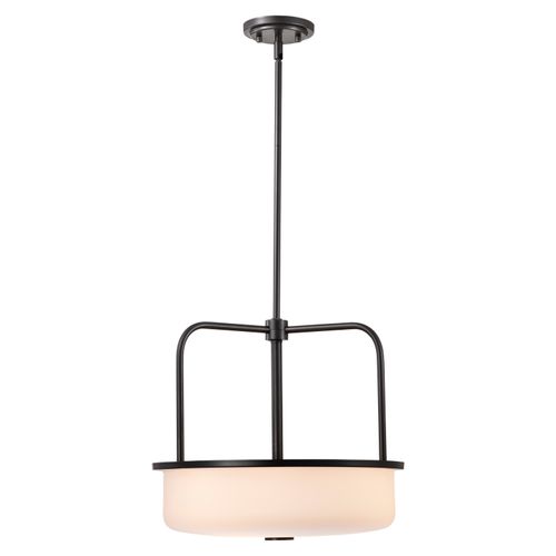 Main product image of Warren 17 Inch Pendant Gun Metal w/ Satin White Glass