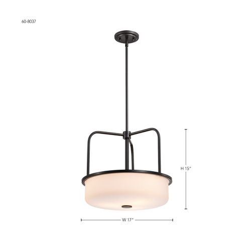 Main product image of Warren 17 Inch Pendant Gun Metal w/ Satin White Glass