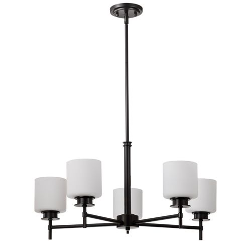 Main product image of Warren 28 Inch 5 Light Chandelier Gun Metal w/ Satin White Glass