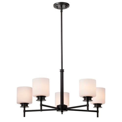 Main product image of Warren 28 Inch 5 Light Chandelier Gun Metal w/ Satin White Glass