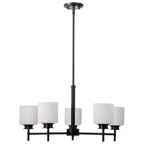Main product image of Warren 28 Inch 5 Light Chandelier Gun Metal w/ Satin White Glass