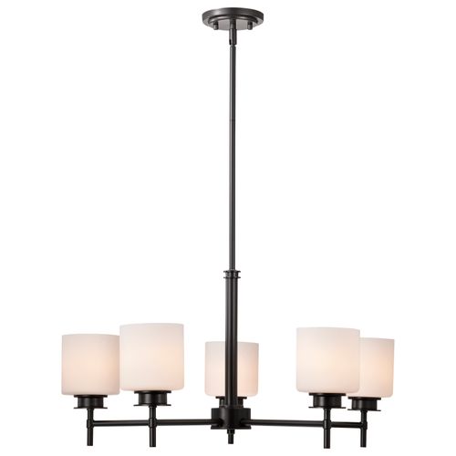 Main product image of Warren 28 Inch 5 Light Chandelier Gun Metal w/ Satin White Glass