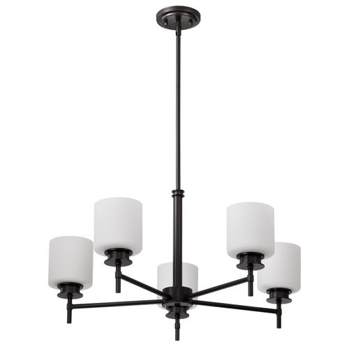 Main product image of Warren 28 Inch 5 Light Chandelier Gun Metal w/ Satin White Glass